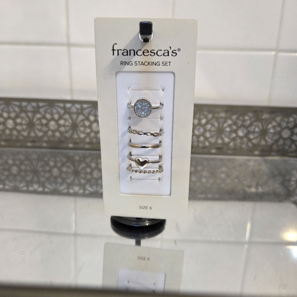 Francesca's Silver Tone Ring Stacking Set with Sparkle Accent